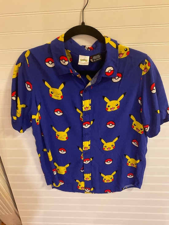 Pokemon Other - Pokemon Pikachu Blue Button Up Shirt Size: Youth XL.  Pre Owned